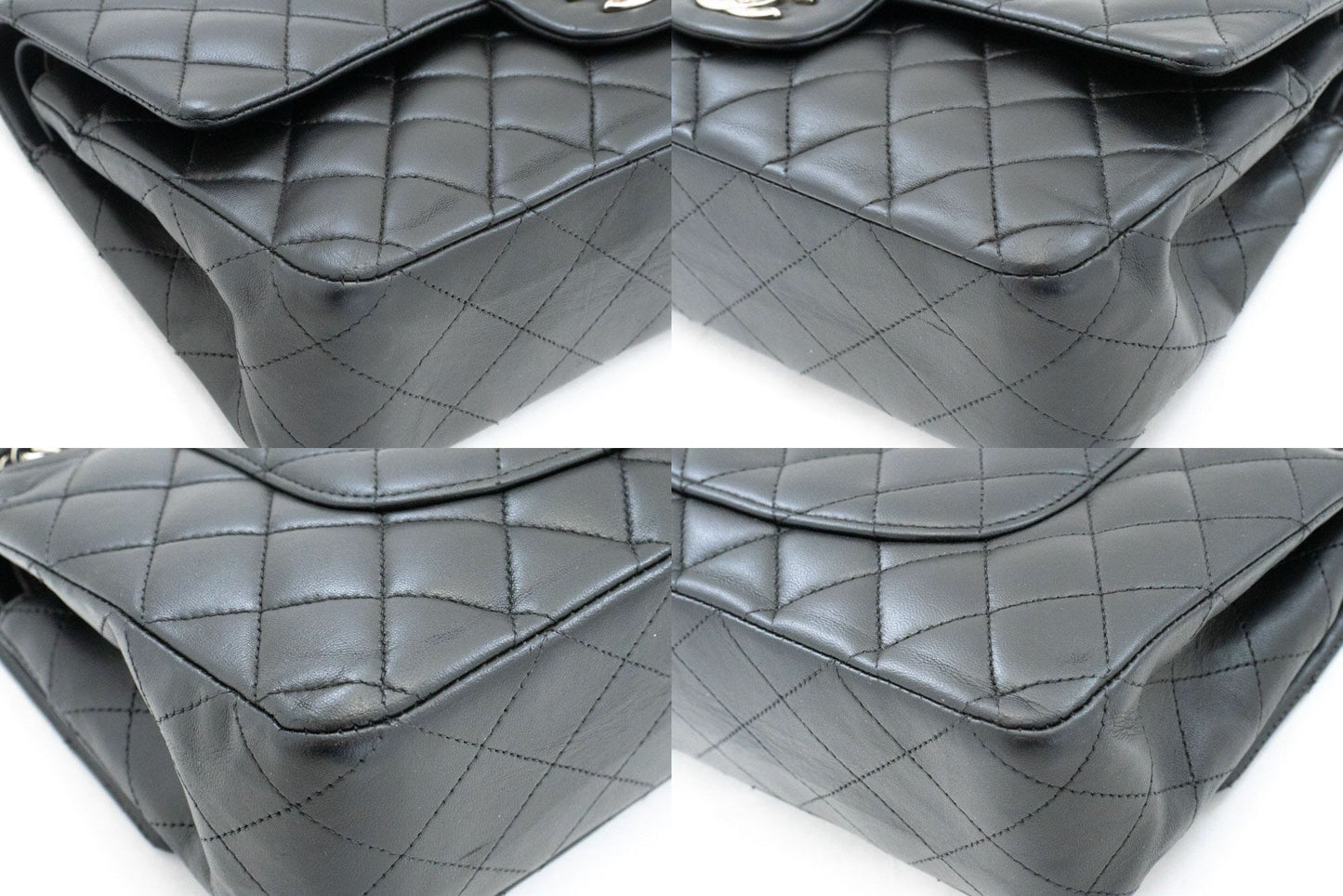 CHANEL Classic Double Flap 10" Zilveren Ketting Schoudertas Zwart ai1 hannari-shop
