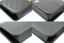 CHANEL Full Flap Chain Shoulder Bag Clutch Black Quilted Lambskin p86 hannari-shop
