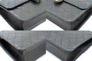 CHANEL Chain Shoulder Bag Clutch Black Quilted Flap Lambskin Purse p42 hannari-shop