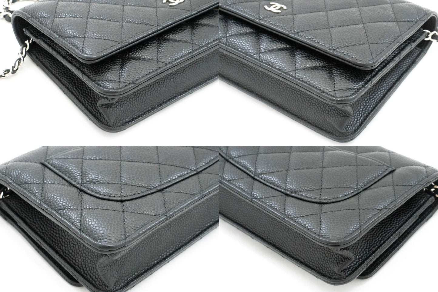 CHANEL Grained Calfskin Wallet On Chain WOC Black Shoulder Bag ag2 hannari-shop