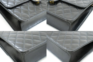 CHANEL Chain Shoulder Bag Clutch Black Quilted Flap Lambskin Purse p14 hannari-shop