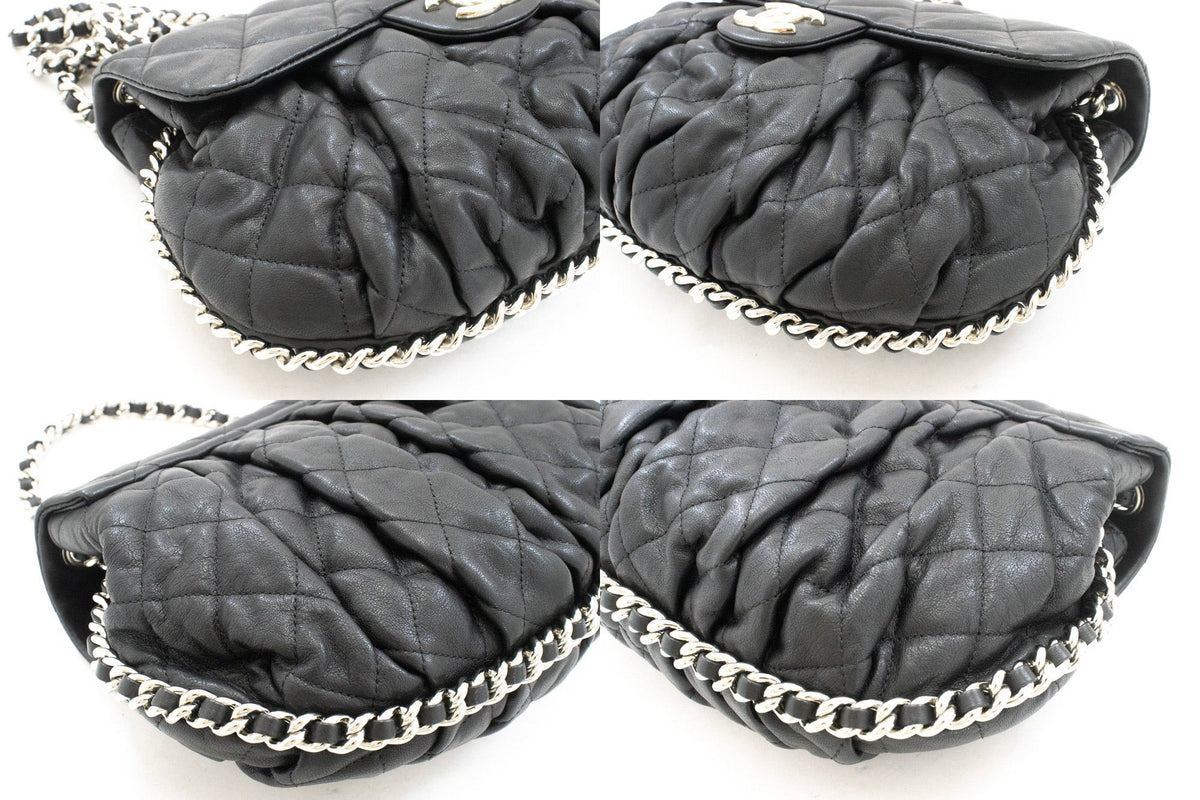 CHANEL Chain Around Shoulder Bag Crossbody Zwart kalfsleer ap9 — hoeken hannari-shop