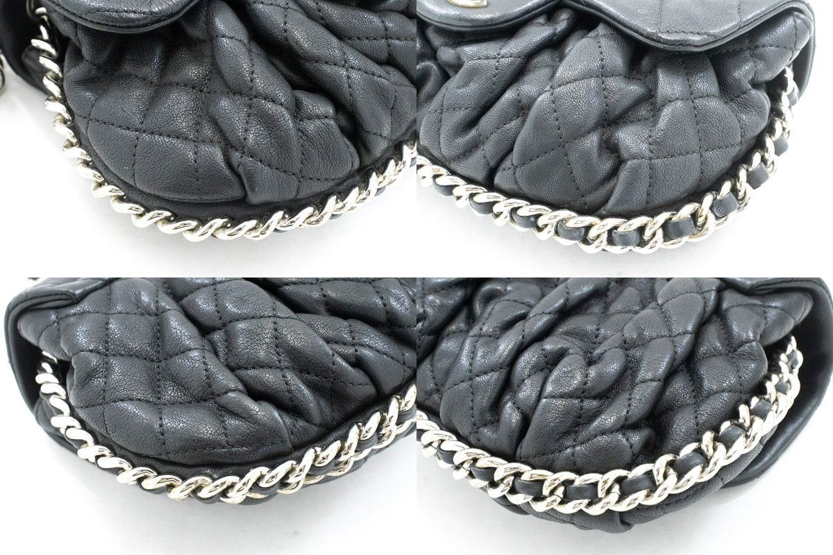 CHANEL Chain Around Small Shoulder Bag Crossbody Zwart kalfsleer ap7 — hoeken hannari-shop