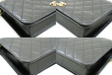 CHANEL Full Flap Chain Shoulder Bag Clutch Black Quilted Lambskin p74 hannari-shop