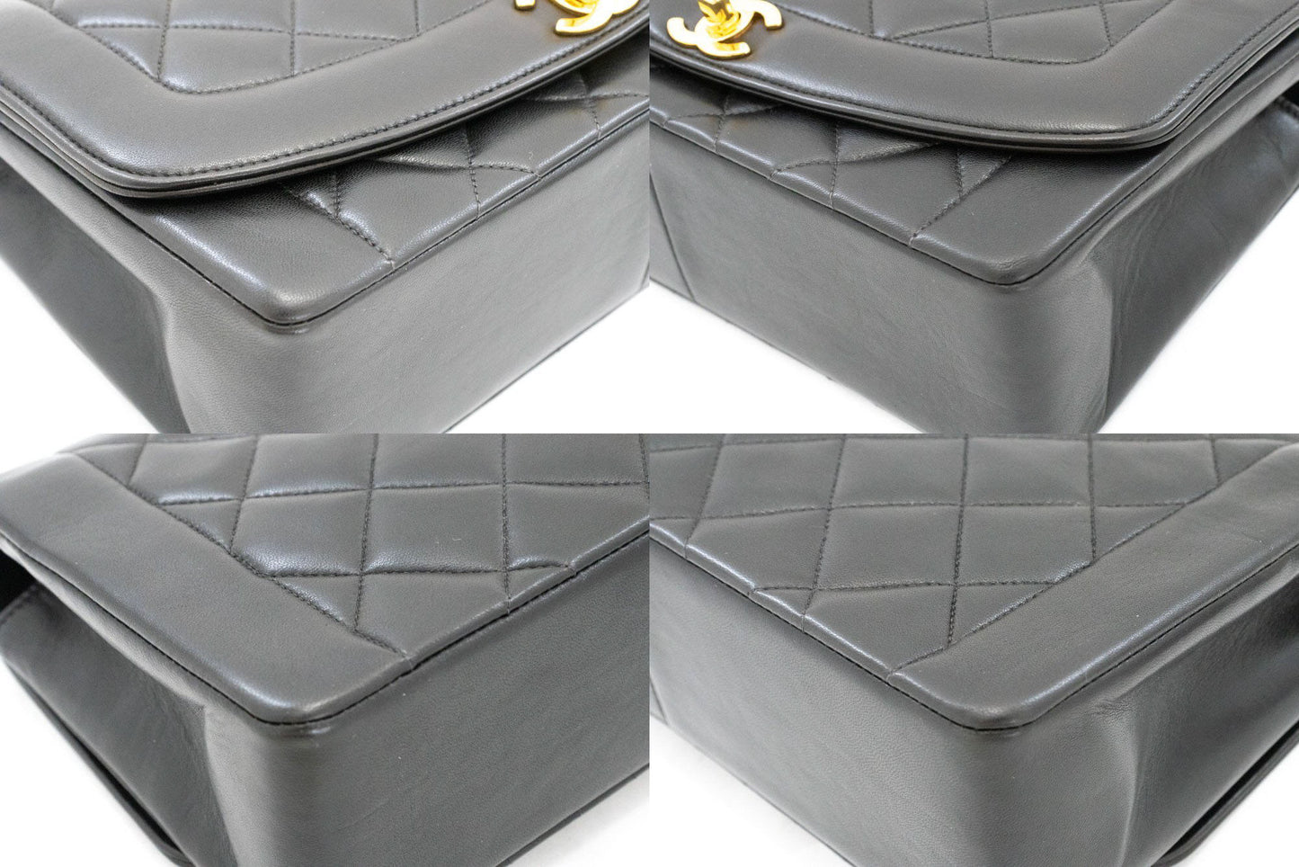 CHANEL Diana Flap Chain Schoudertas Zwart Gequilt Lamsleer ai3 hannari-shop
