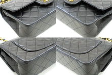CHANEL Classic Double Flap 9" Chain Shoulder Bag Black Lambskin n70 hannari-shop