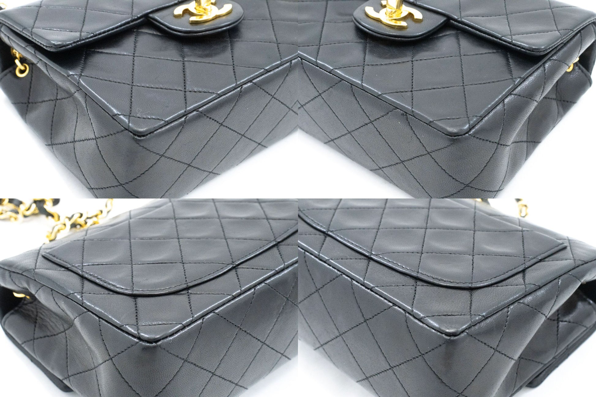 CHANEL Mini Square Kleine Chain Shoulder Bag Crossbody Zwart Lam ag7 hannari-shop