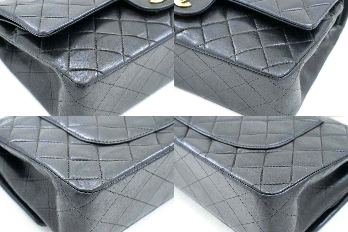 CHANEL Classic Double Flap 10" Chain Schoudertas Zwart Lamsleer ac9 hannari-shop
