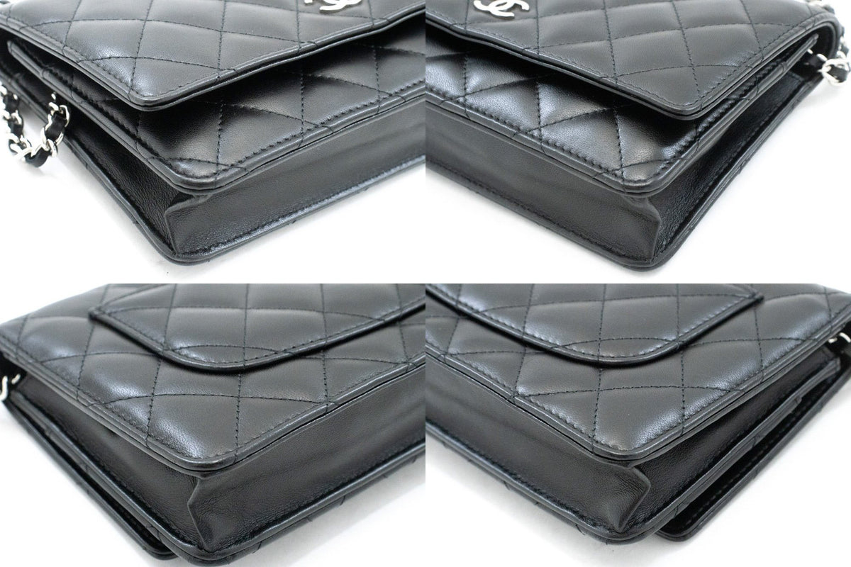 CHANEL Zwarte Classic Wallet On Chain WOC Schoudertas Lamsleer ap5 — hoeken hannari-shop