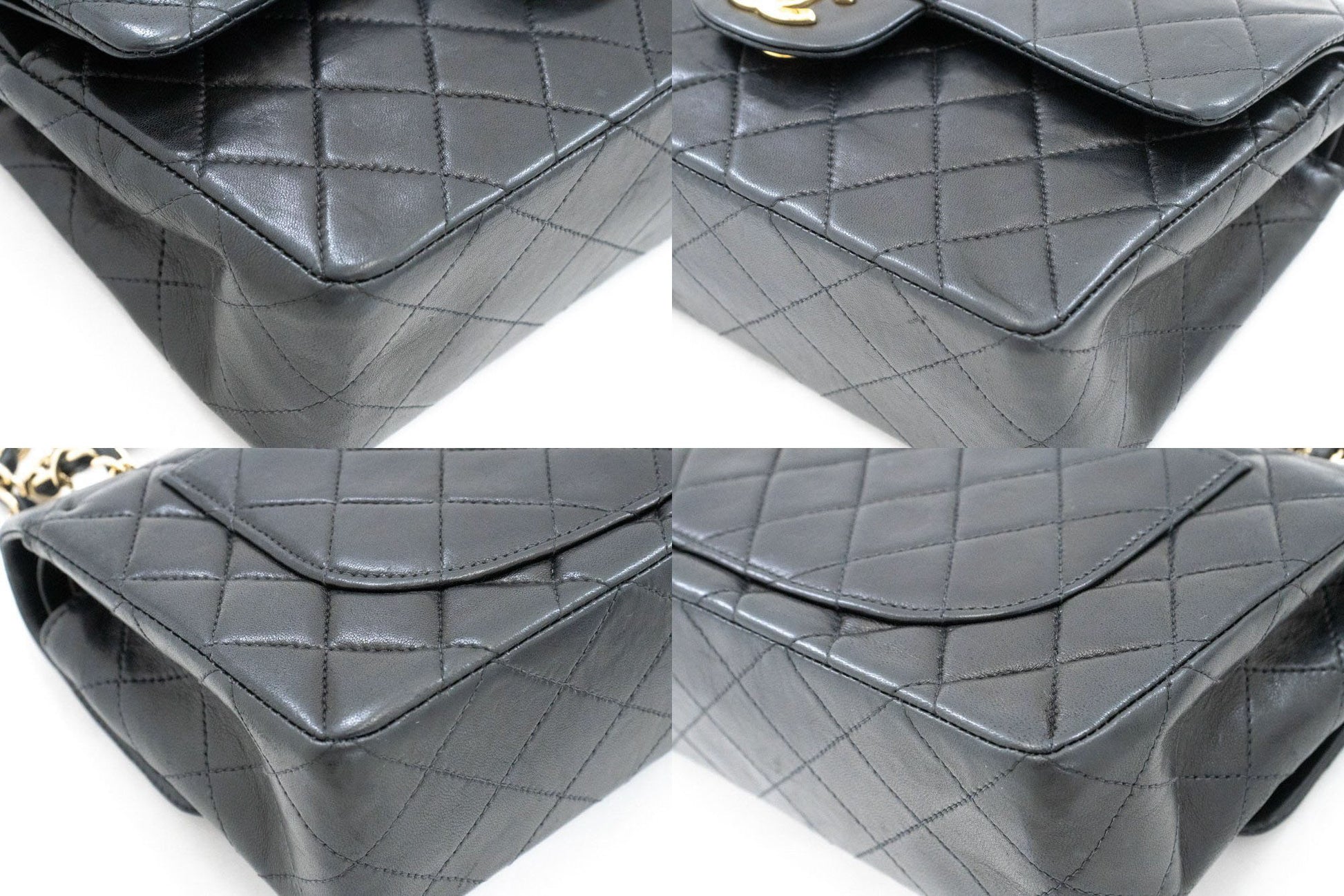 CHANEL Classic Double Flap 9" Chain Schoudertas Zwart Lamsleer ai6 hannari-shop