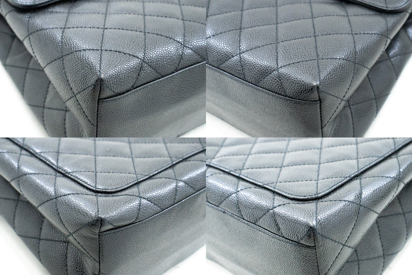 CHANEL Caviar Handtas Top Handle Tas Kelly Zwart Flap Leer Goud n63 hannari-shop