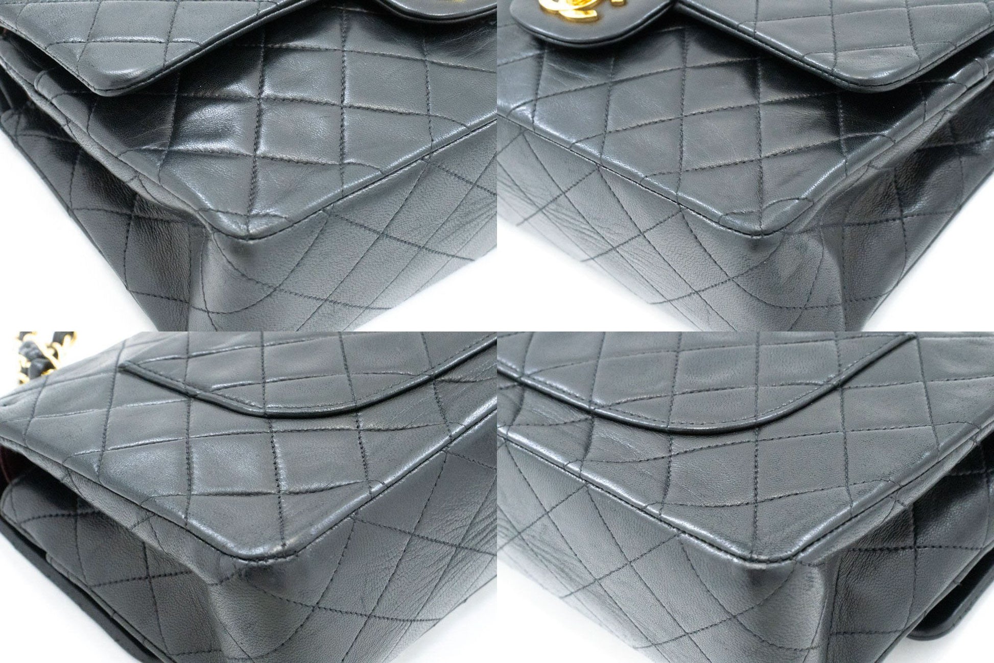 CHANEL Classic Double Flap 10" Chain Schoudertas Zwart Lamsleer ag1 hannari-shop