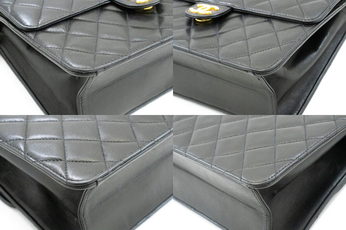 CHANEL Small Chain Schoudertas Clutch Zwart Gewatteerde Flap Lamsskin ap4 — hoeken hannari-shop