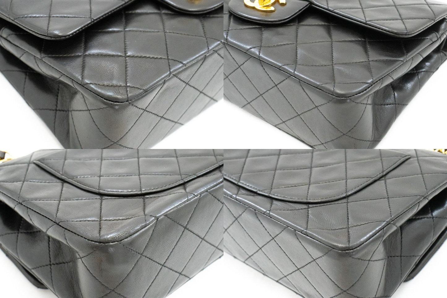 CHANEL Classic Double Flap 9" Chain Schoudertas Zwart Lamsleer ah3 hannari-shop