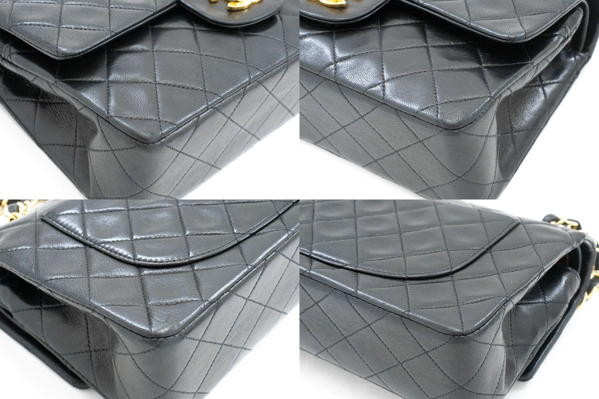 CHANEL Classic Double Flap 9" Chain Schoudertas Zwart Lamsleer aj4 hannari-shop