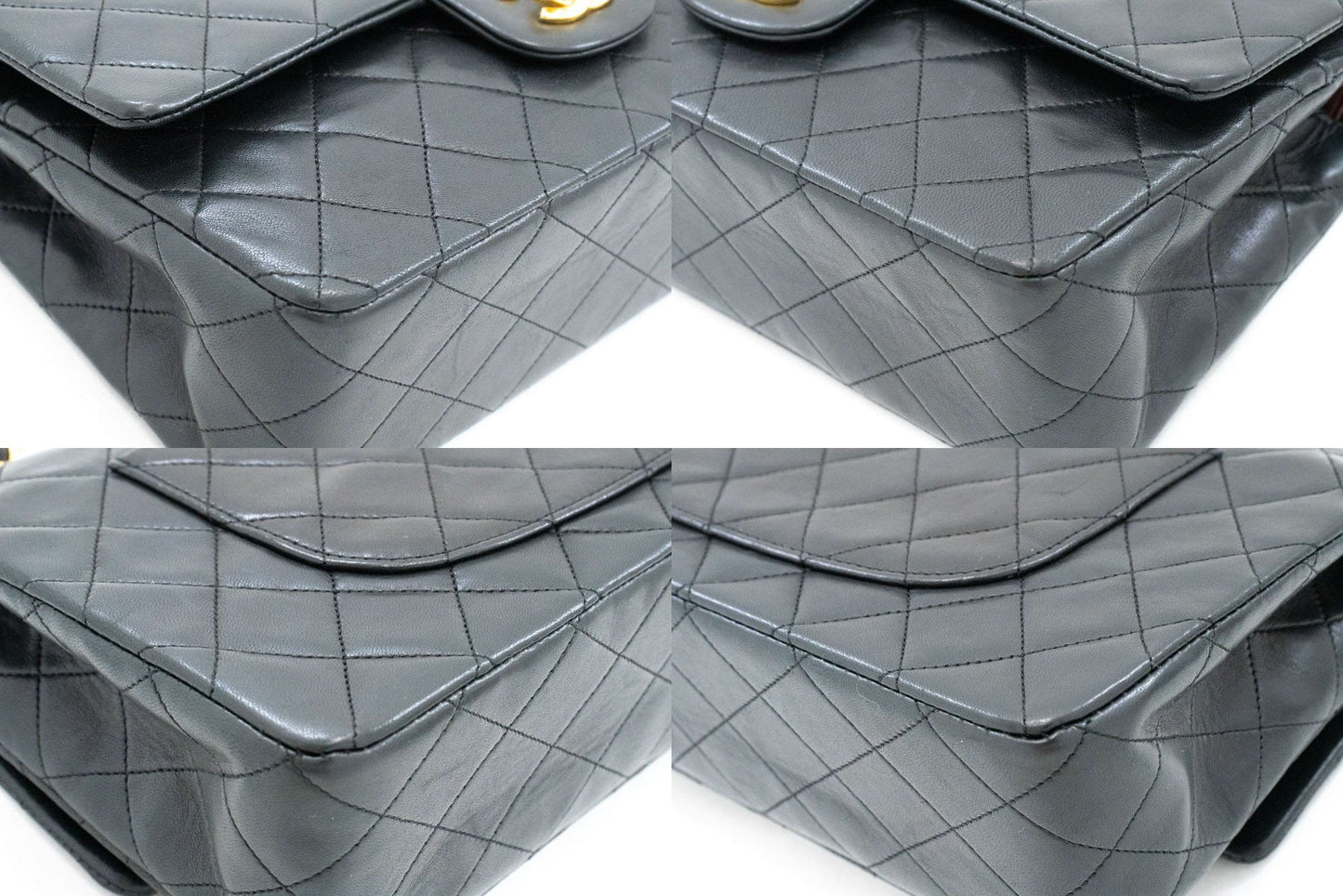 CHANEL Classic Double Flap 10" Chain Schoudertas Zwart Lamsleer aj5 hannari-shop