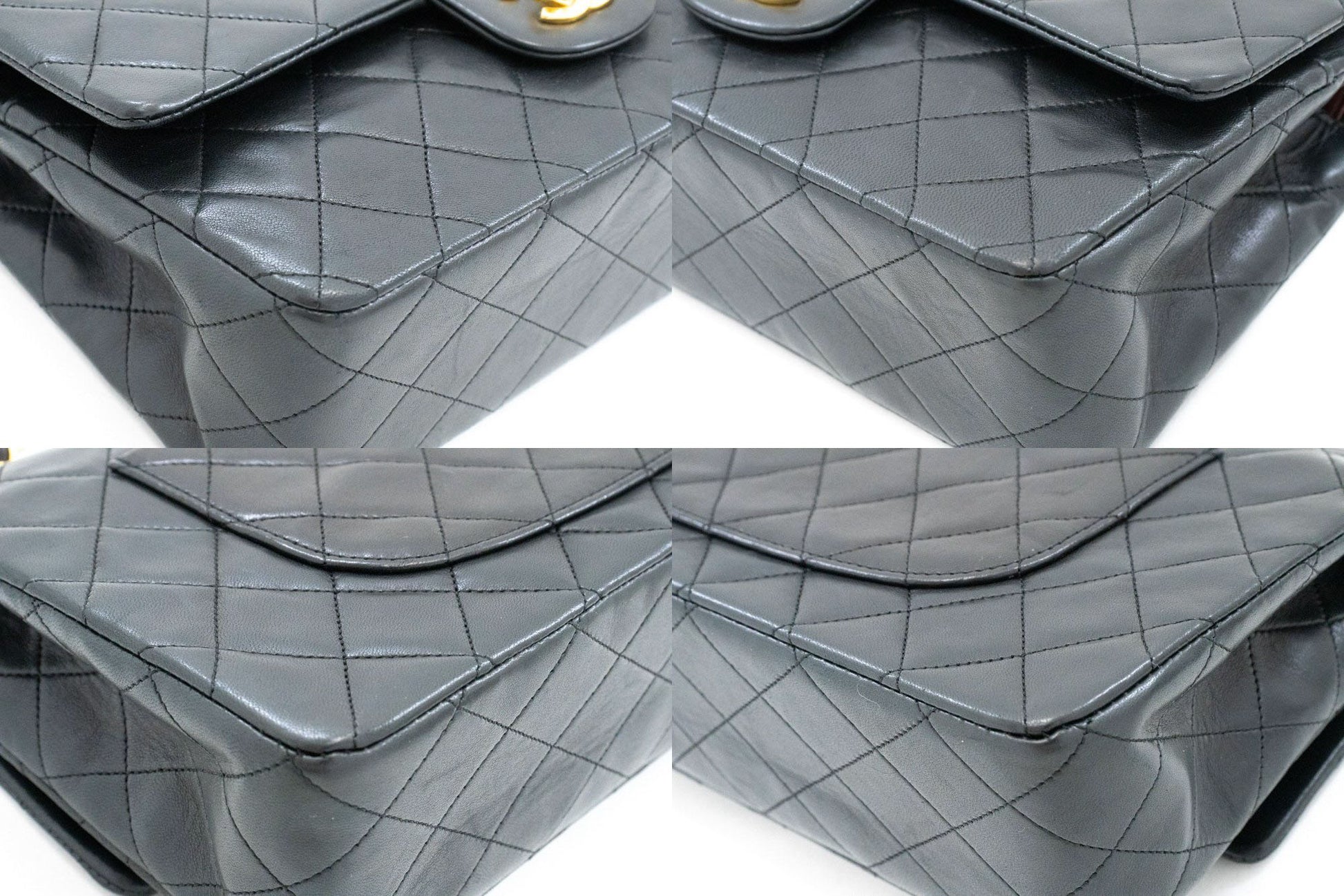 CHANEL Classic Double Flap 10" Chain Schoudertas Zwart Lamsleer aj5 hannari-shop