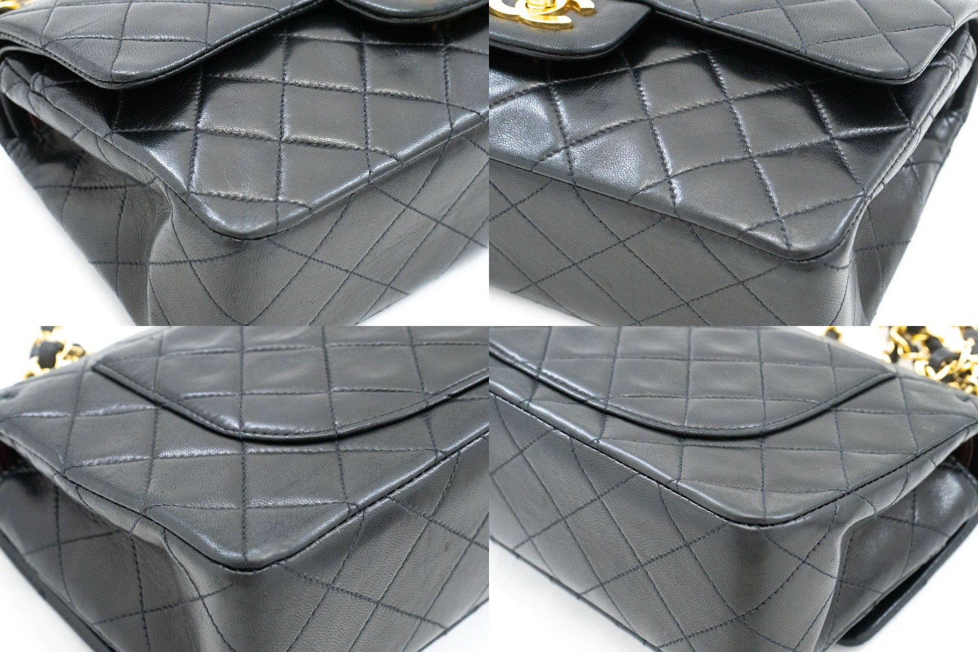 CHANEL Classic Double Flap 9" Chain Schoudertas Zwart Lamsleer aj7 hannari-shop