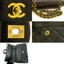 CHANEL Classic Double Flap 9" Chain Shoulder Bag Black Lambskin p90 hannari-shop
