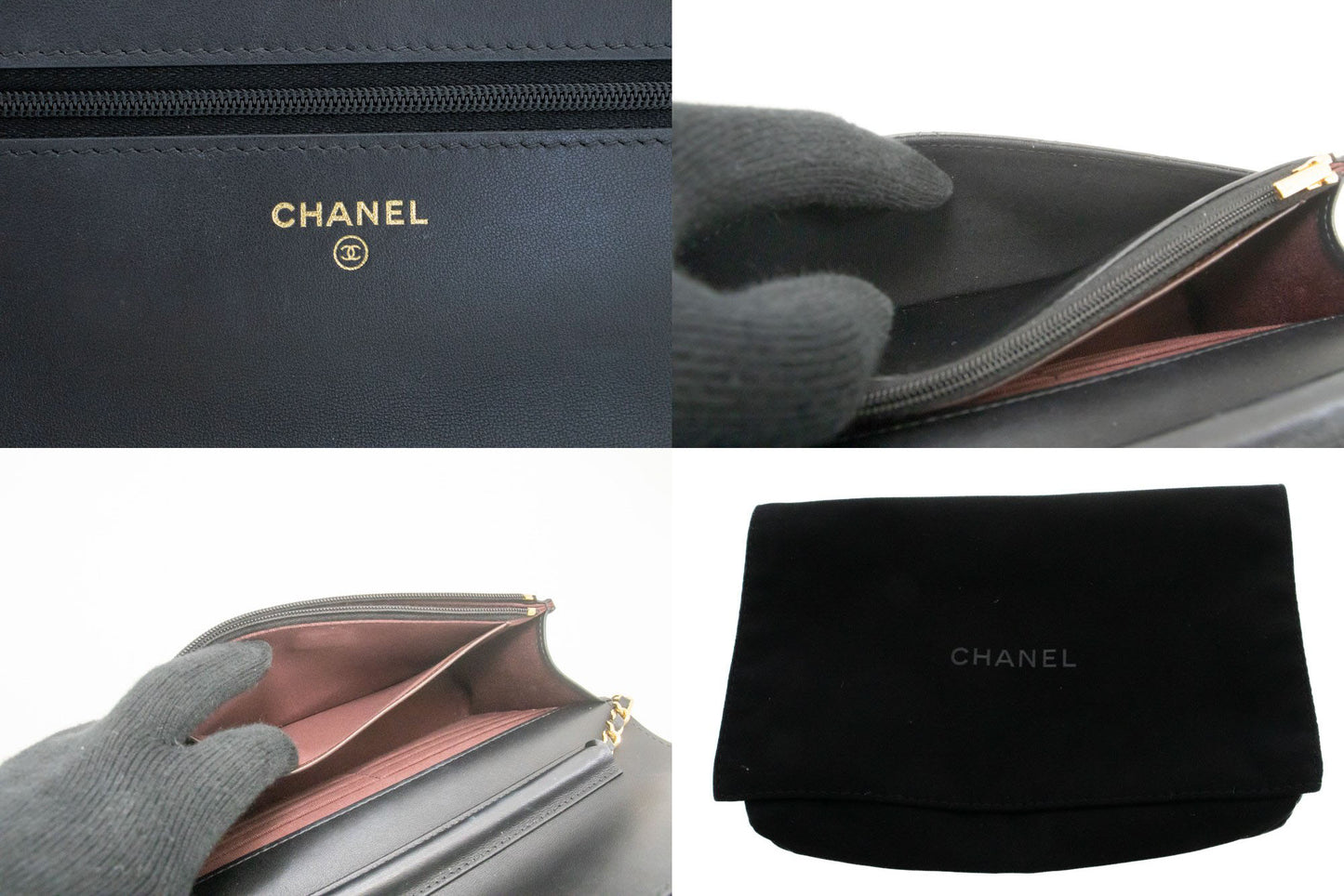CHANEL Black Classic Wallet On Chain WOC Shoulder Bag Crossbody ae8 hannari-shop