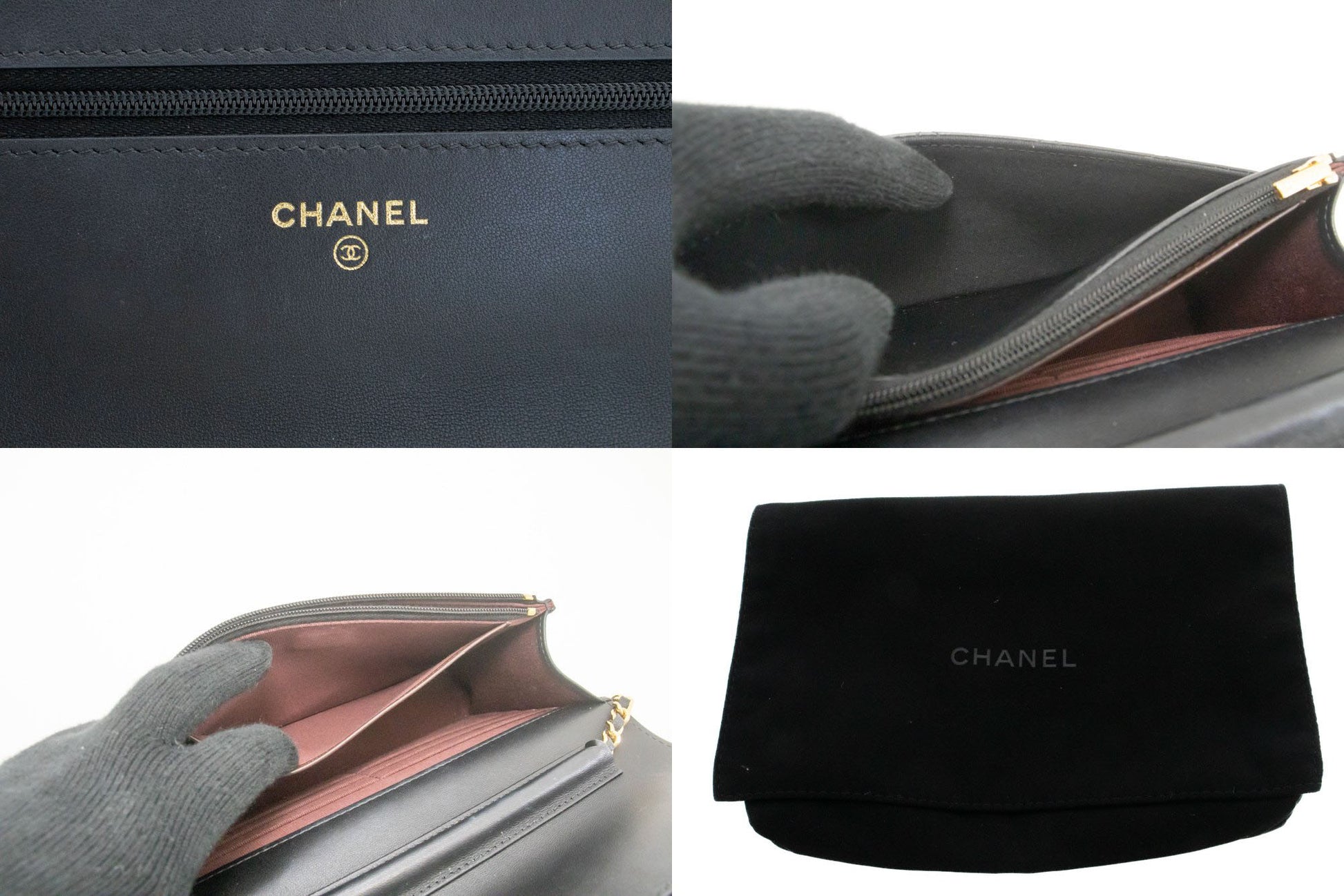 CHANEL Black Classic Wallet On Chain WOC Shoulder Bag Crossbody ae8 hannari-shop