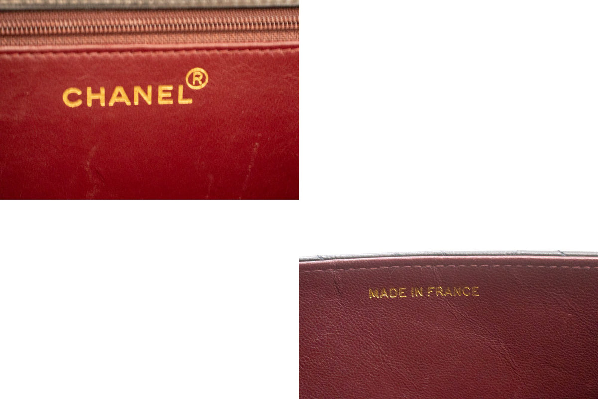 CHANEL Small Chain Shoulder Bag Clutch Black Quilted Flap Lambskin ao8 — interior CHANEL logo hannari-shop
