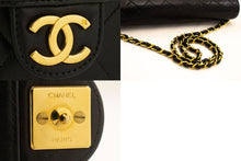 CHANEL Chain Shoulder Bag Clutch Black Quilted Flap Lambskin Purse p42 hannari-shop