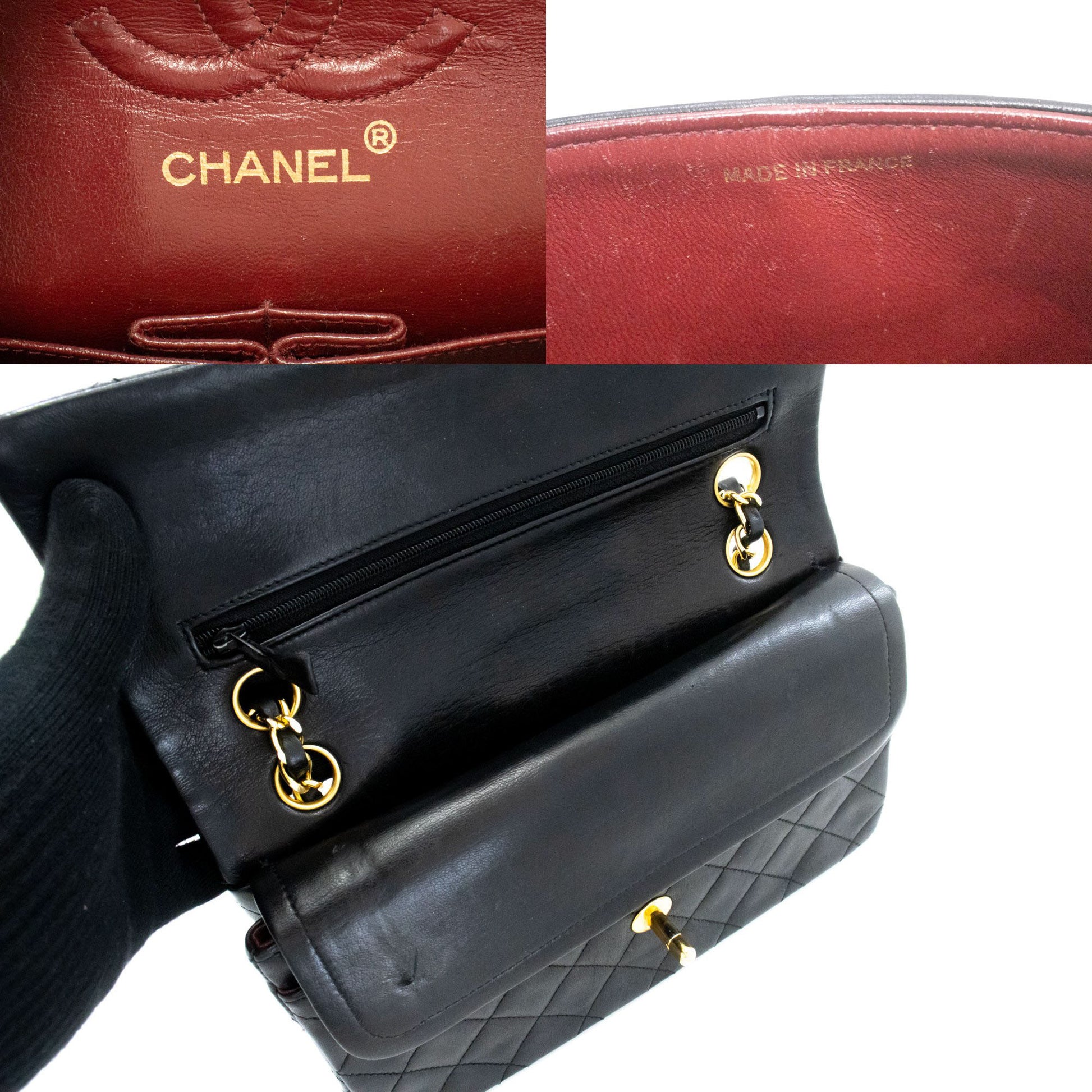 CHANEL Classic Double Flap 9" Chain Schoudertas Zwart Lamsleer ak5 hannari-shop