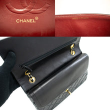 CHANEL Classic Double Flap 10" Chain Shoulder Bag Black Lambskin n05 hannari-shop