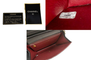 CHANEL Chain Shoulder Bag Clutch Black Quilted Flap Lambskin Purse p42 hannari-shop