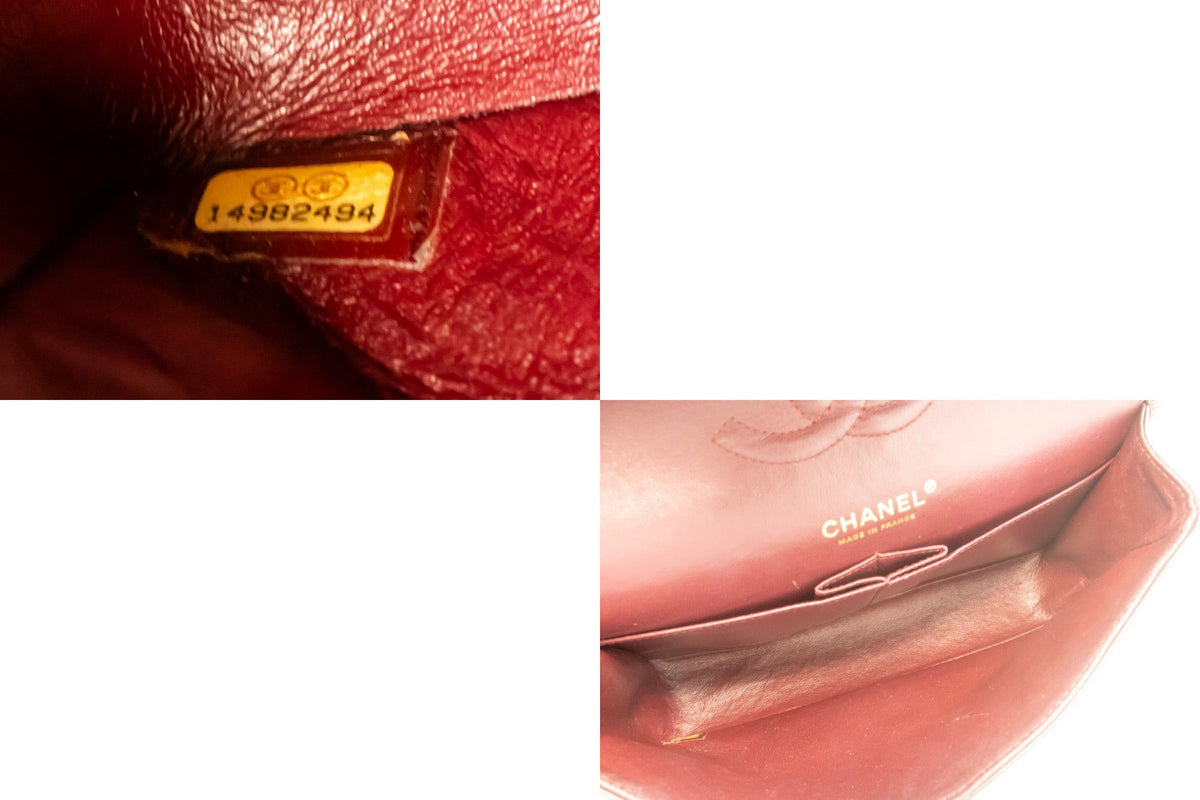 CHANEL Classic Double Flap 10" Chain Shoulder Bag Zwart lamsleer aq1 — serienummer hannari-shop