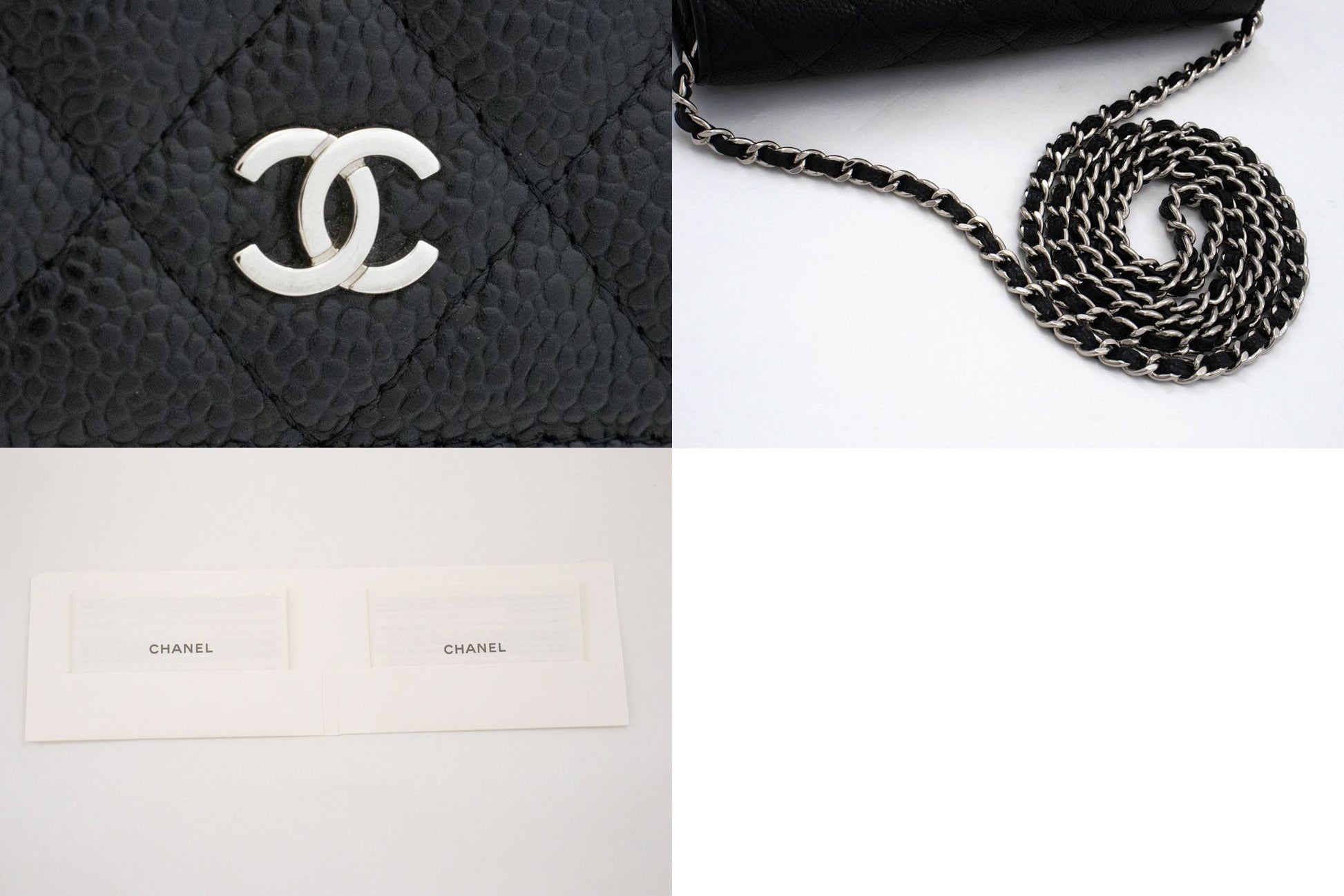 CHANEL Grained Calfskin Wallet On Chain WOC Black Shoulder Bag ag2 hannari-shop