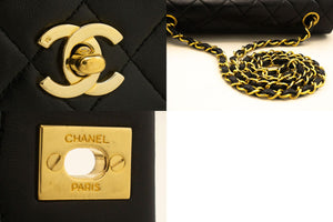 CHANEL Full Flap Chain Shoulder Bag Black Quilted Lambskin Leather p07 hannari-shop