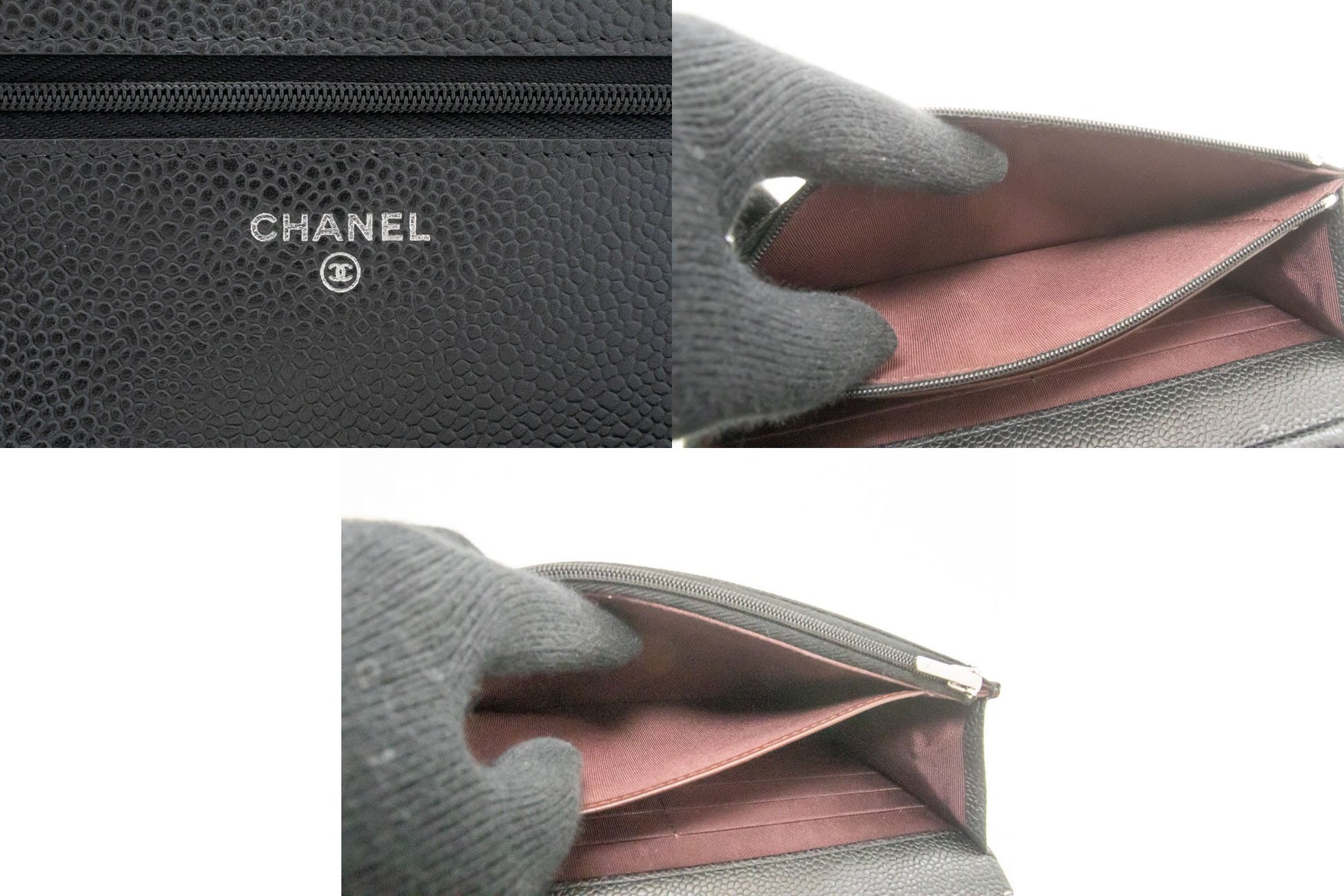 CHANEL Grained Calfskin Wallet On Chain WOC Black Shoulder Bag ag2 hannari-shop