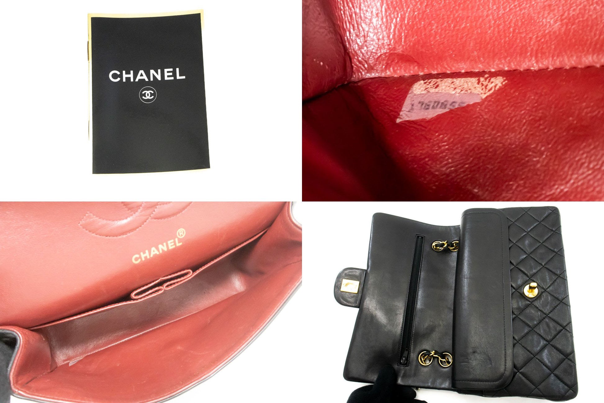 CHANEL Classic Double Flap 10" Chain Schoudertas Zwart Lamsleer ag5 hannari-shop