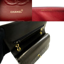 CHANEL Classic Double Flap 10" Chain Shoulder Bag Black Lambskin p77 hannari-shop