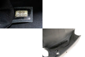 CHANEL Boy Grained Calfskin Chain Shoulder Bag Black Quilted Flap p96 hannari-shop