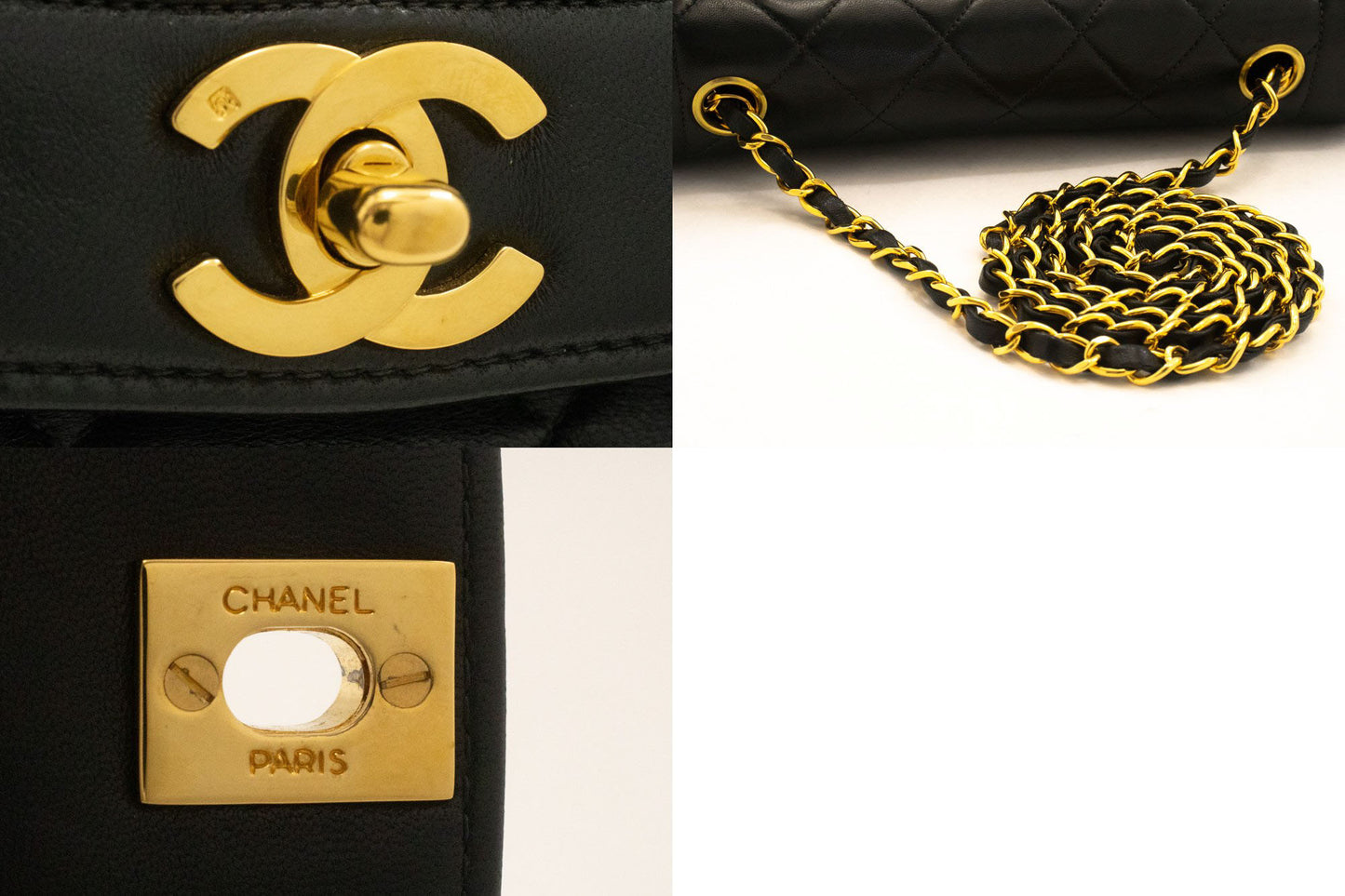 CHANEL Diana Flap Chain Schoudertas Zwart Gewatteerd Lamsleer Portemonnee ah2 hannari-shop