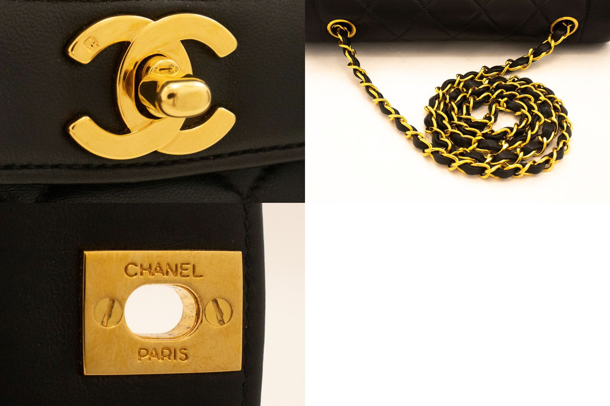 CHANEL Diana Flap Chain Schoudertas Zwart Gequilt Lamsleer ai3 hannari-shop