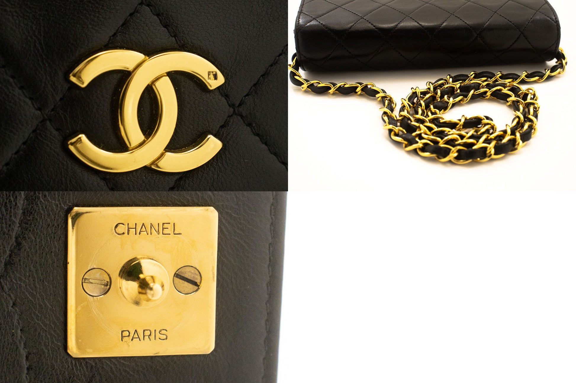CHANEL Full Flap Small Chain Schoudertas Clutch Zwart Gequilt ab7 hannari-shop
