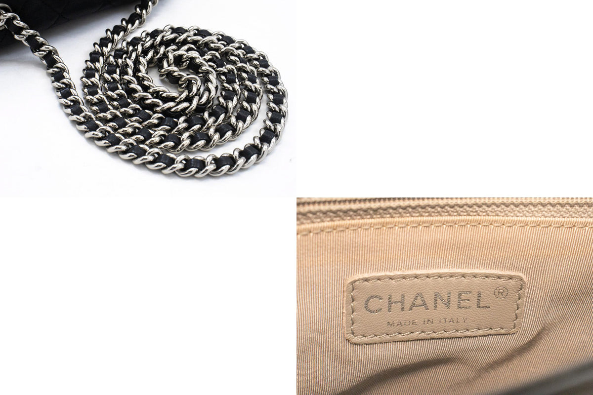 CHANEL Chain Around Small Shoulder Bag Crossbody Zwart kalfsleer ap7 — interieur CHANEL-logo hannari-shop