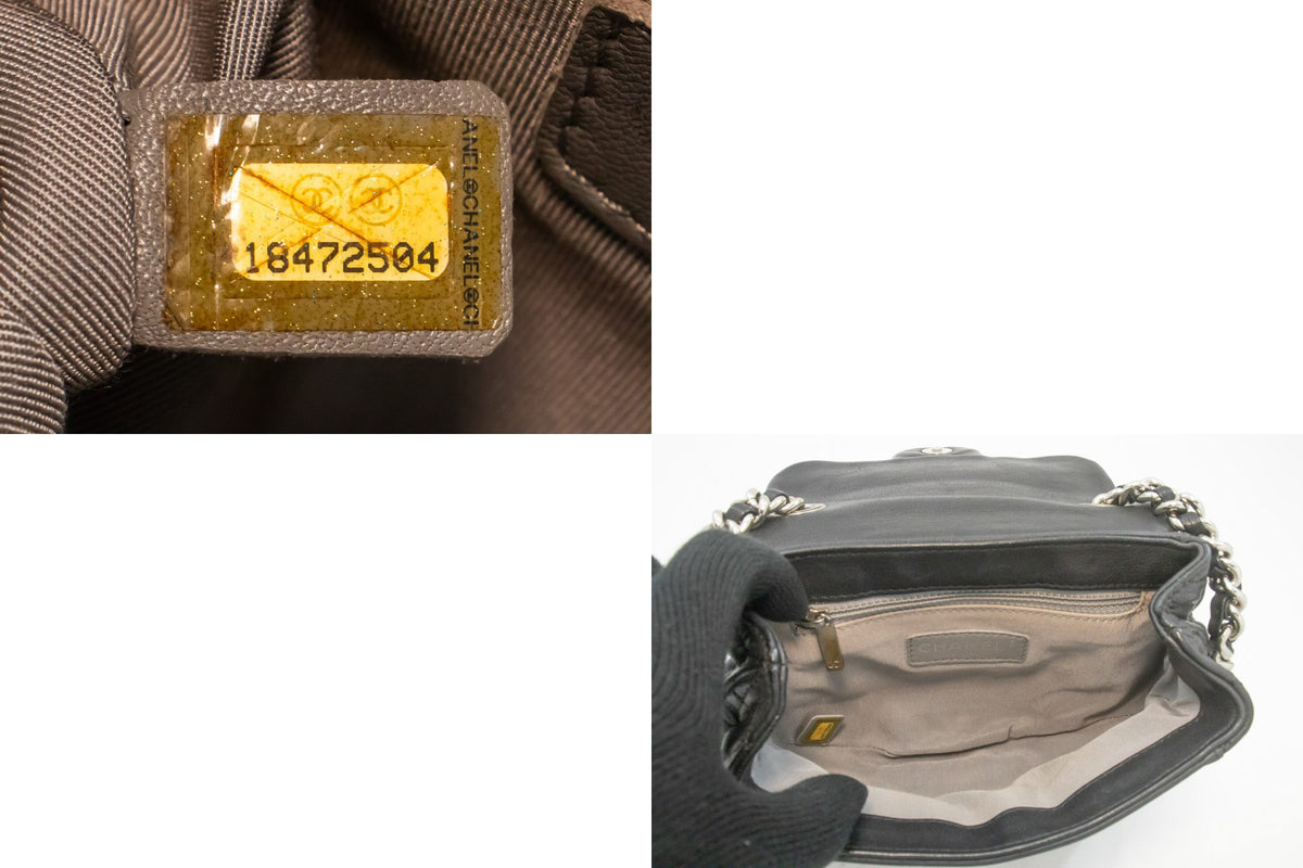 CHANEL Chain Around Small Shoulder Bag Crossbody Zwart kalfsleer ap7 — serienummer hannari-shop