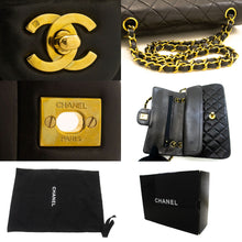 CHANEL Classic Double Flap 9" Chain Shoulder Bag Black Lambskin n70 hannari-shop
