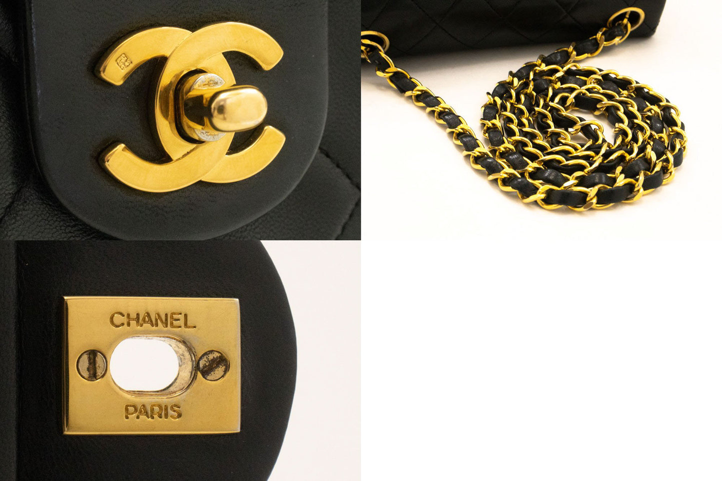 CHANEL Mini Square Small Chain Schoudertas Crossbody Zwart Lamsleer ag9 hannari-shop