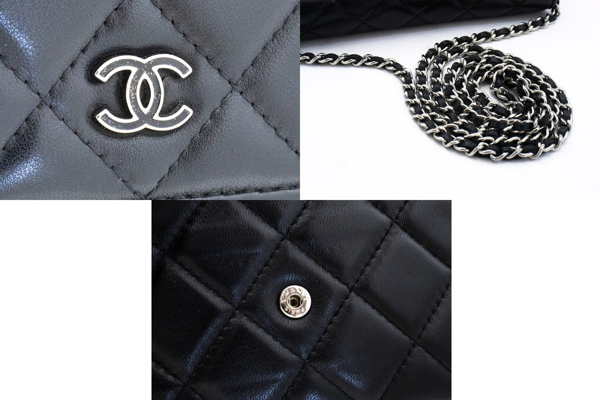 CHANEL Zwarte Classic Wallet On Chain WOC Schoudertas Lamsleer SV ap8 — hardware hannari-shop