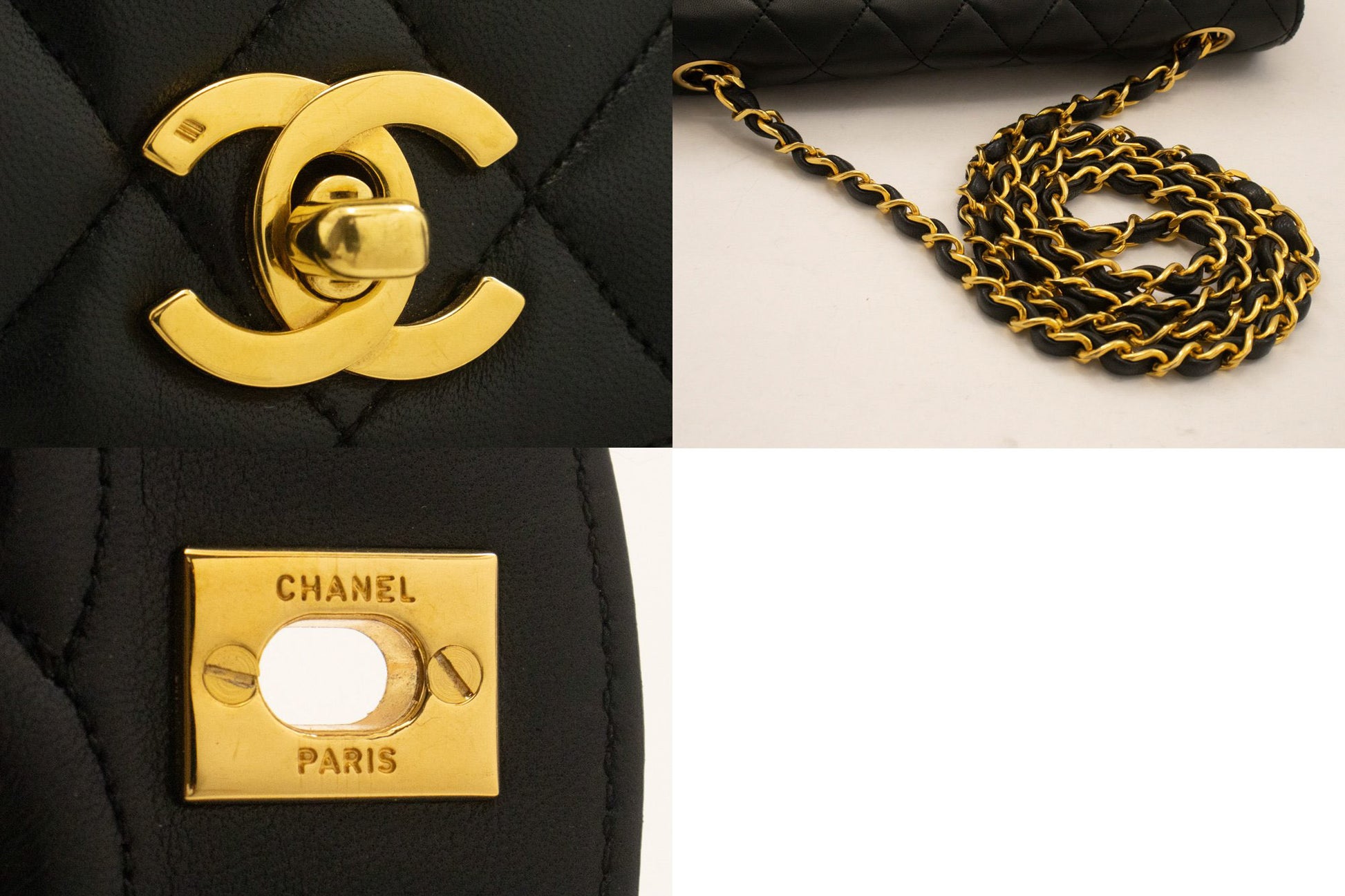 CHANEL Half Moon Chain Shoulder Bag Crossbody Black Quilted Flap an3 hannari-shop