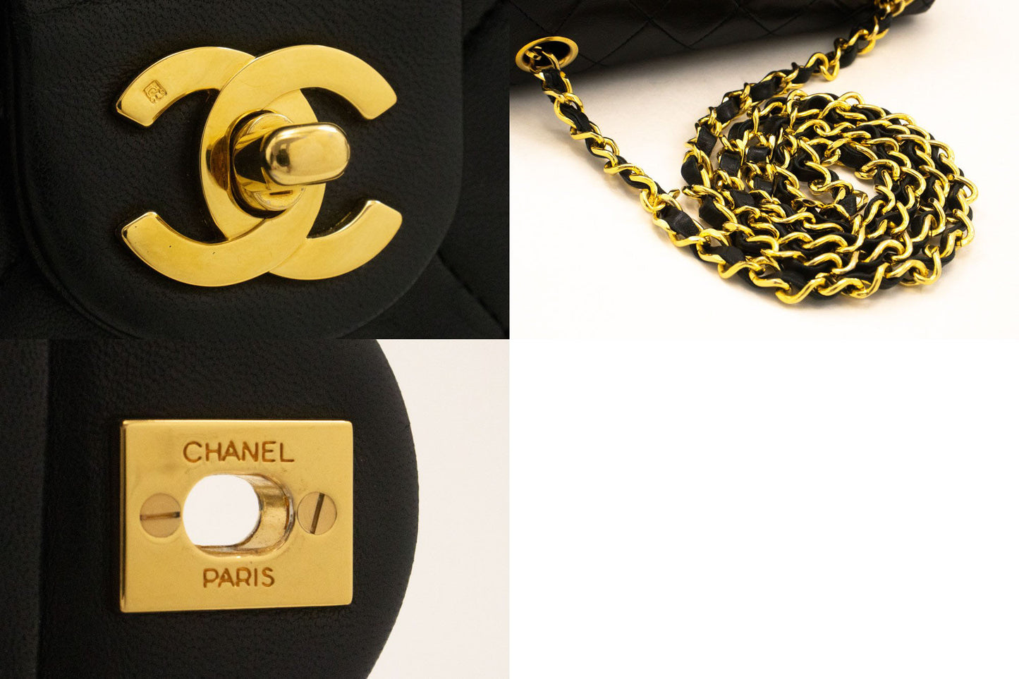 CHANEL Mini Square Kleine Chain Shoulder Bag Crossbody Zwart Lam ag7 hannari-shop