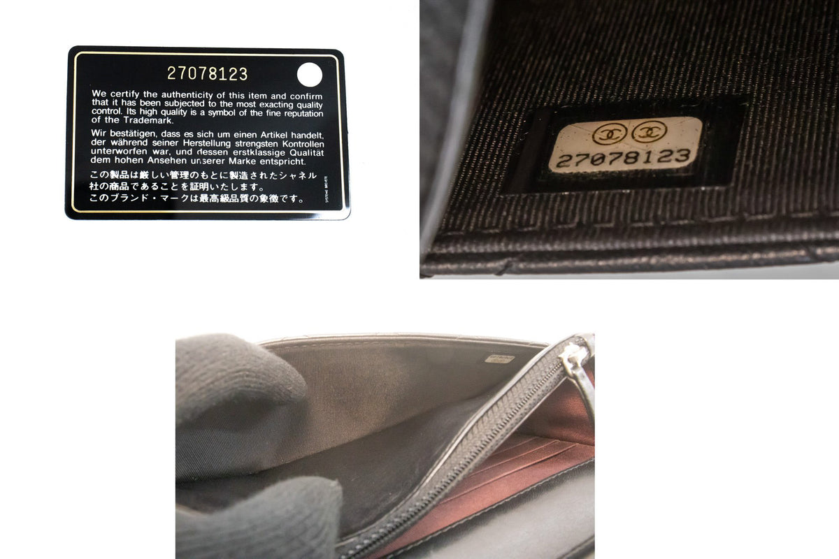 CHANEL Zwarte Classic Wallet On Chain WOC Schoudertas Lamsleer SV ap8 — serienummer hannari-shop