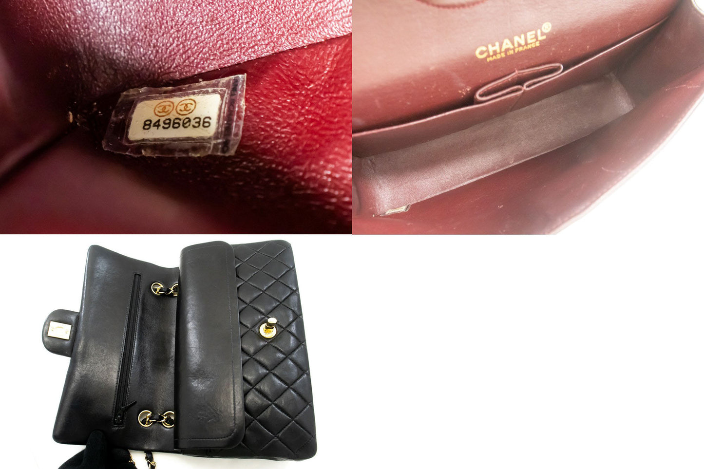 CHANEL Classic Double Flap 10" Chain Schoudertas Zwart Lamsleer ac9 hannari-shop