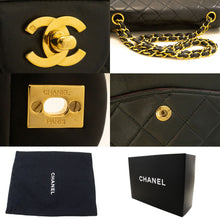 CHANEL Classic Double Flap 10" Chain Shoulder Bag Black Lambskin p82 hannari-shop